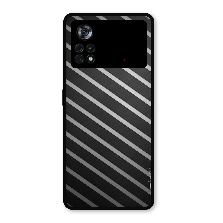 Grey And Black Stripes Metal Back Case for Poco X4 Pro 5G