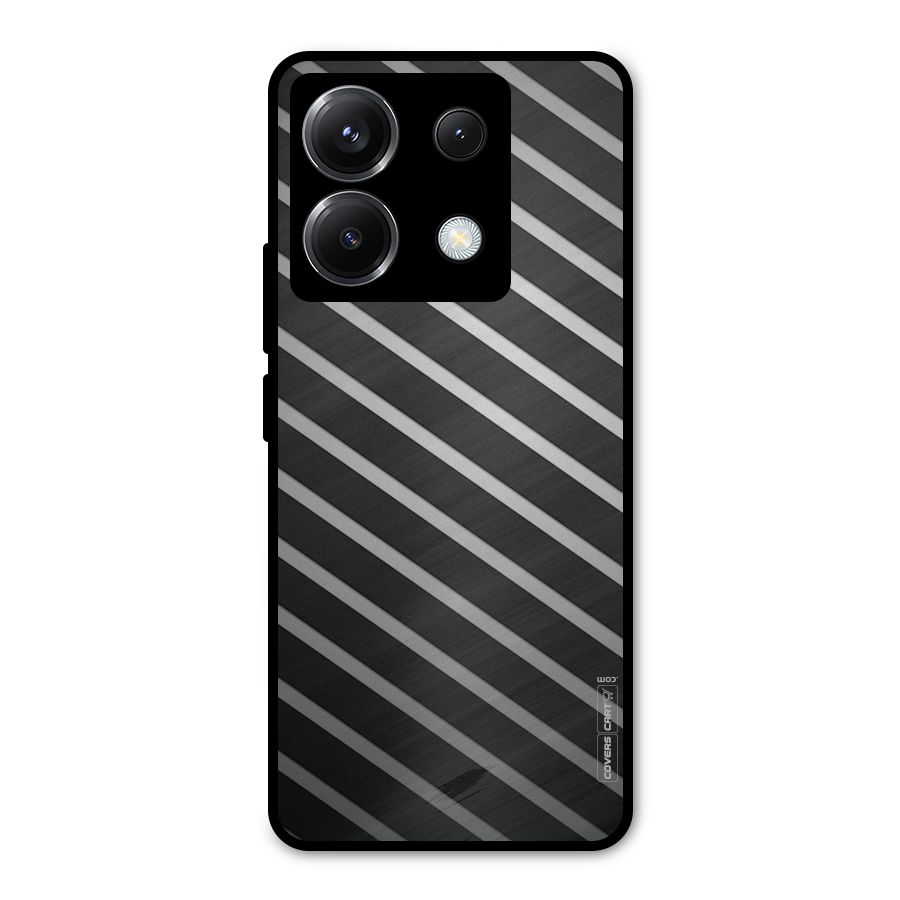 Grey And Black Stripes Metal Back Case for Poco X6