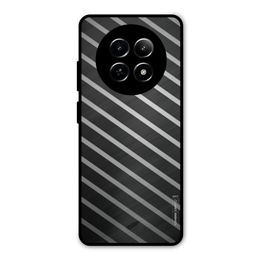 Grey And Black Stripes Metal Back Case for Realme 12x 5G