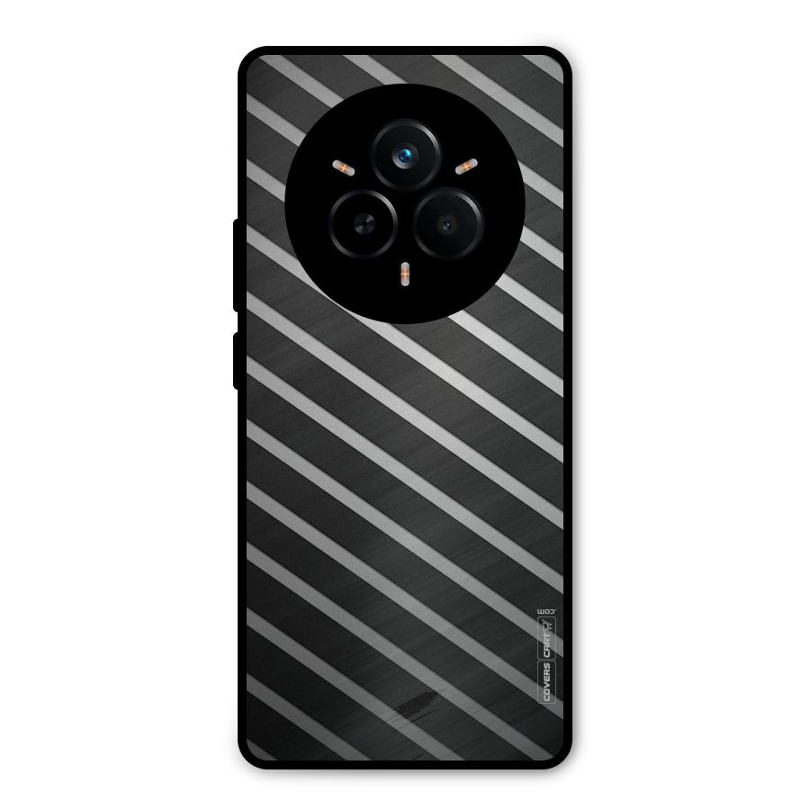 Grey And Black Stripes Metal Back Case for Realme 14 Pro