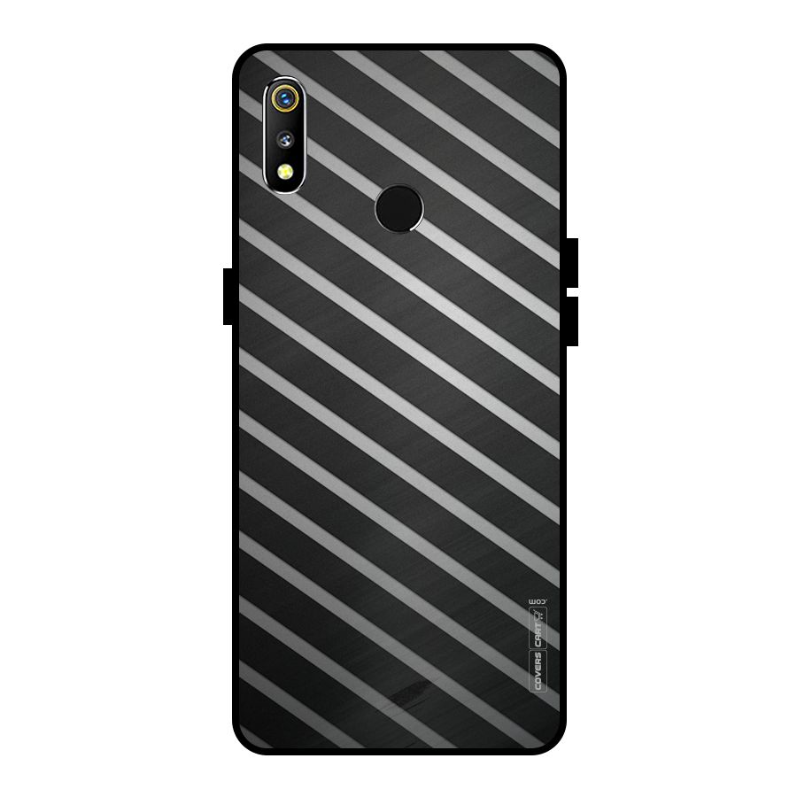 Grey And Black Stripes Metal Back Case for Realme 3i