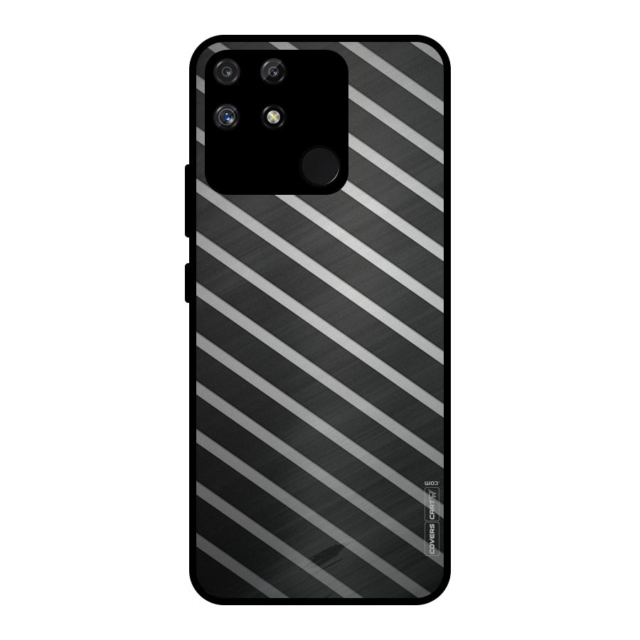 Grey And Black Stripes Metal Back Case for Realme Narzo 50A