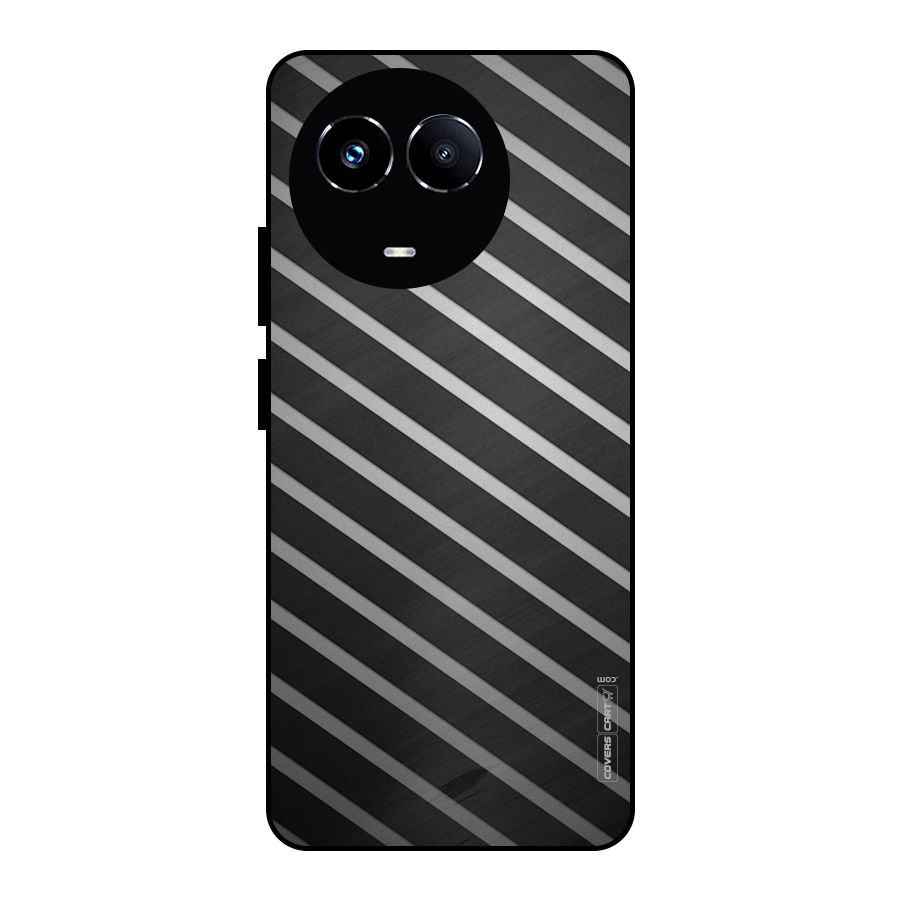 Grey And Black Stripes Metal Back Case for Realme Narzo 60X