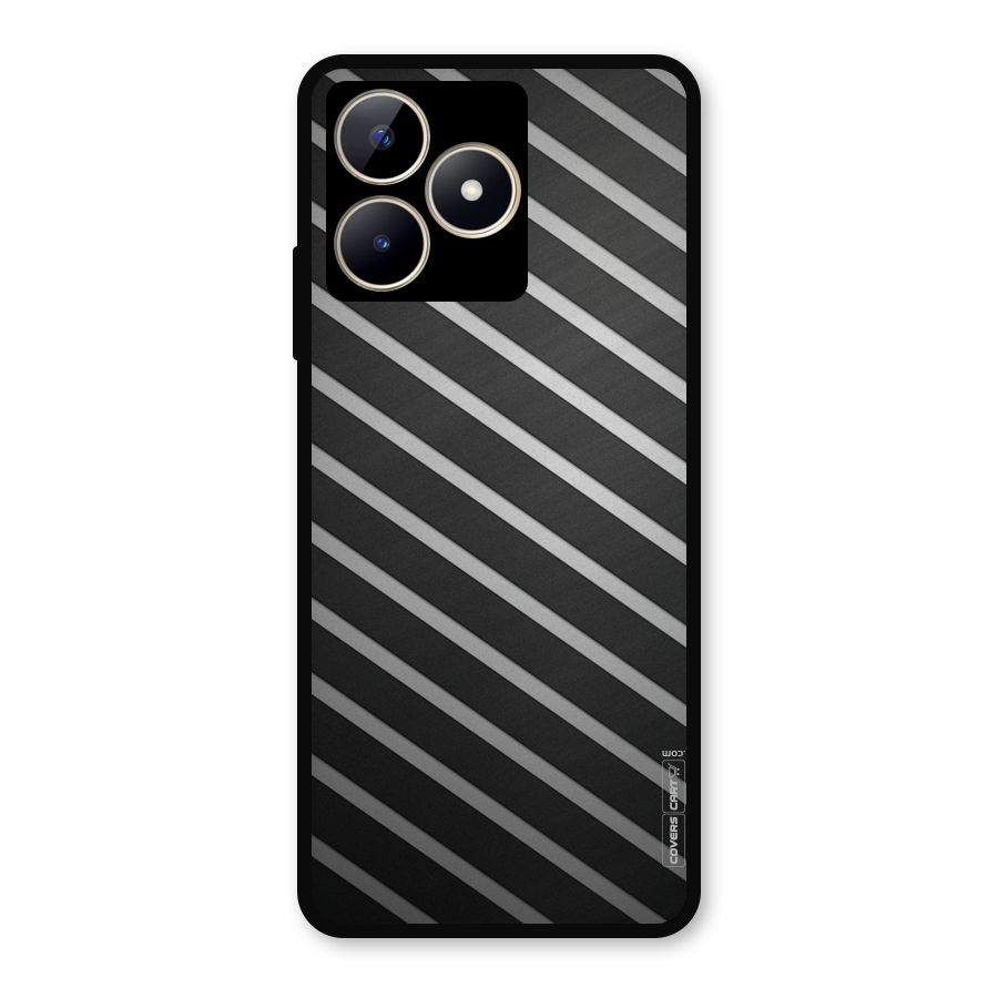 Grey And Black Stripes Metal Back Case for Realme Narzo N53