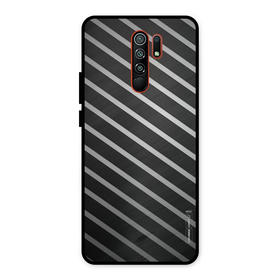 Grey And Black Stripes Metal Back Case for Redmi 9 Prime