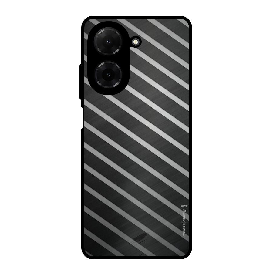 Grey And Black Stripes Metal Back Case for Redmi A5 4G
