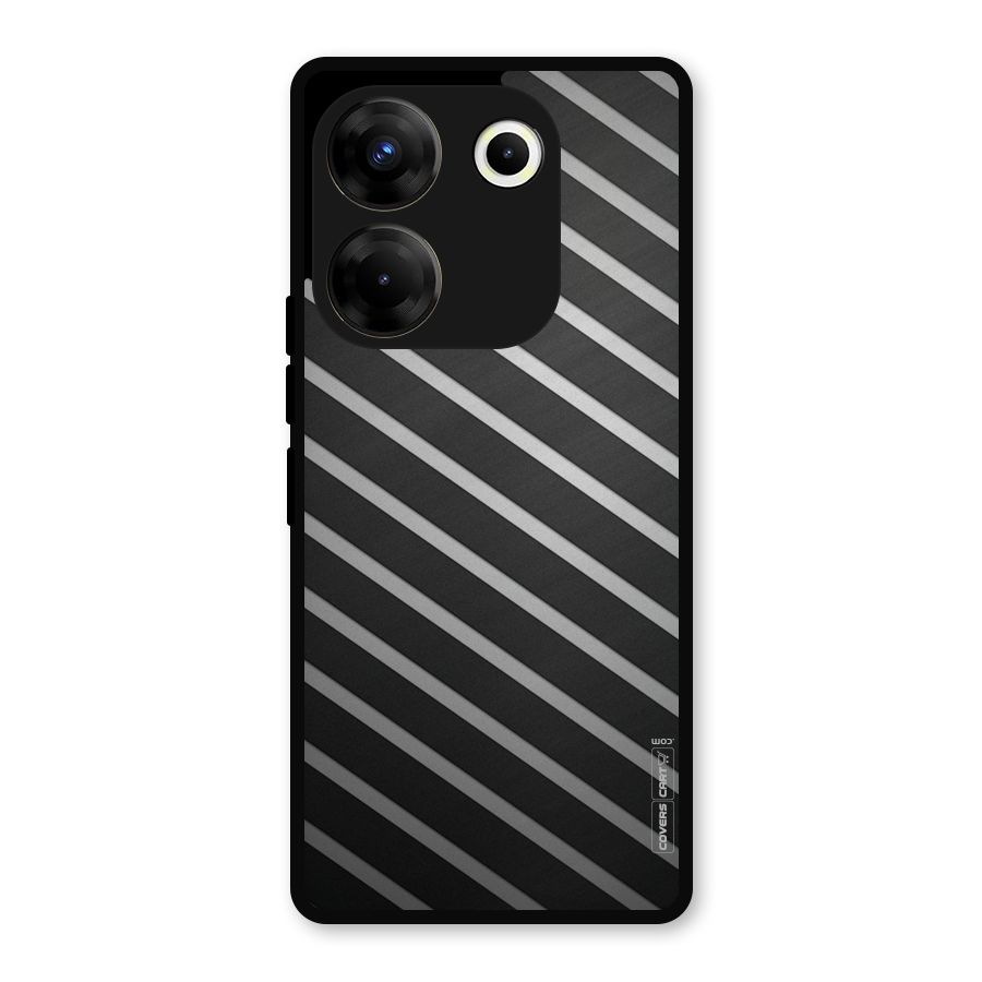 Grey And Black Stripes Metal Back Case for Tecno Camon 20