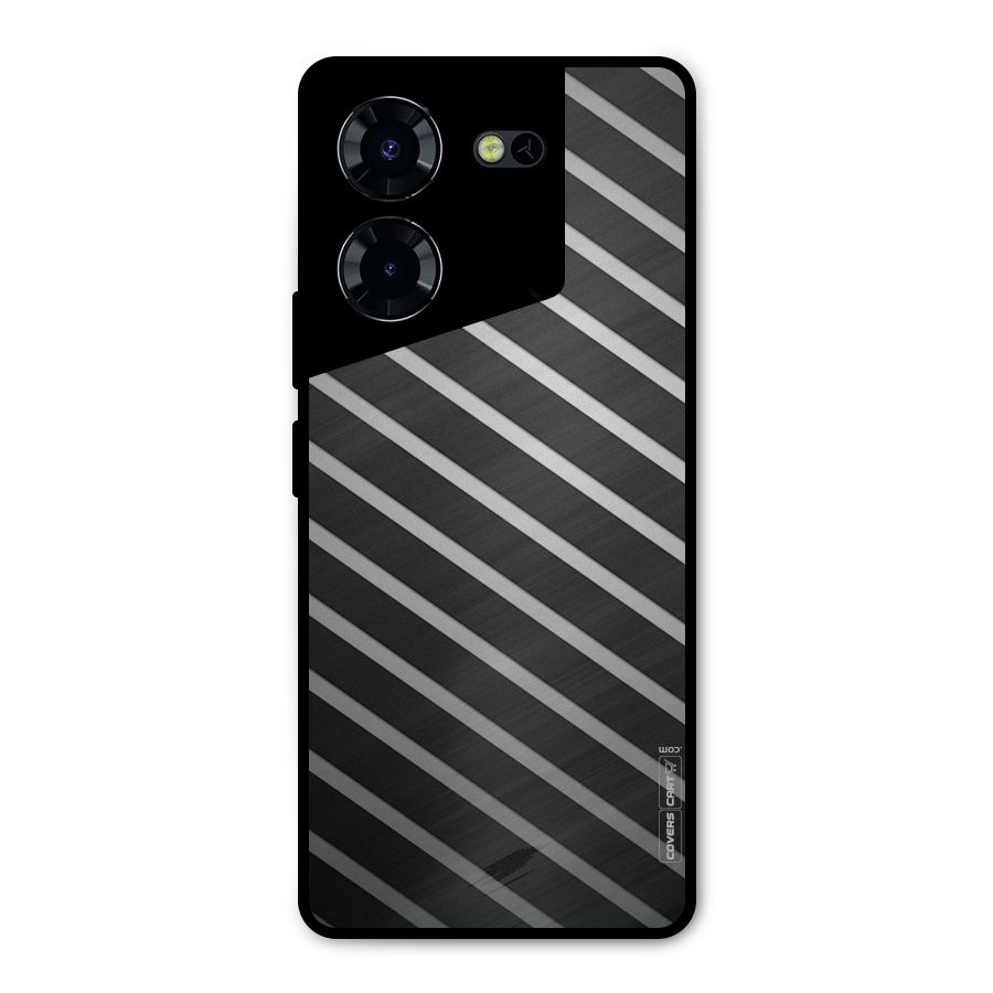 Grey And Black Stripes Metal Back Case for Tecno Pova 5 Pro 5G
