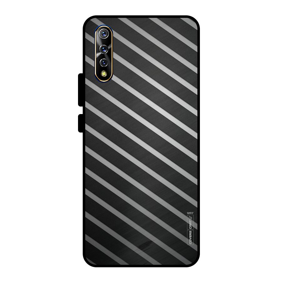 Grey And Black Stripes Metal Back Case for Vivo S1
