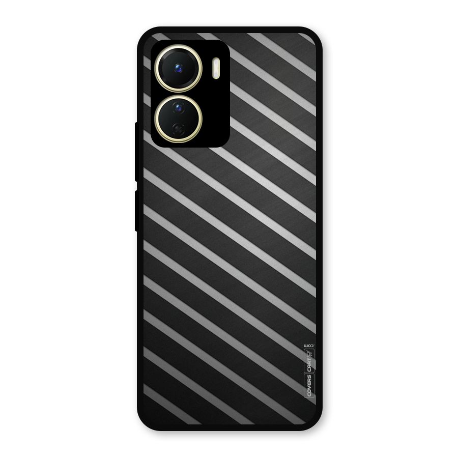 Grey And Black Stripes Metal Back Case for Vivo T2x