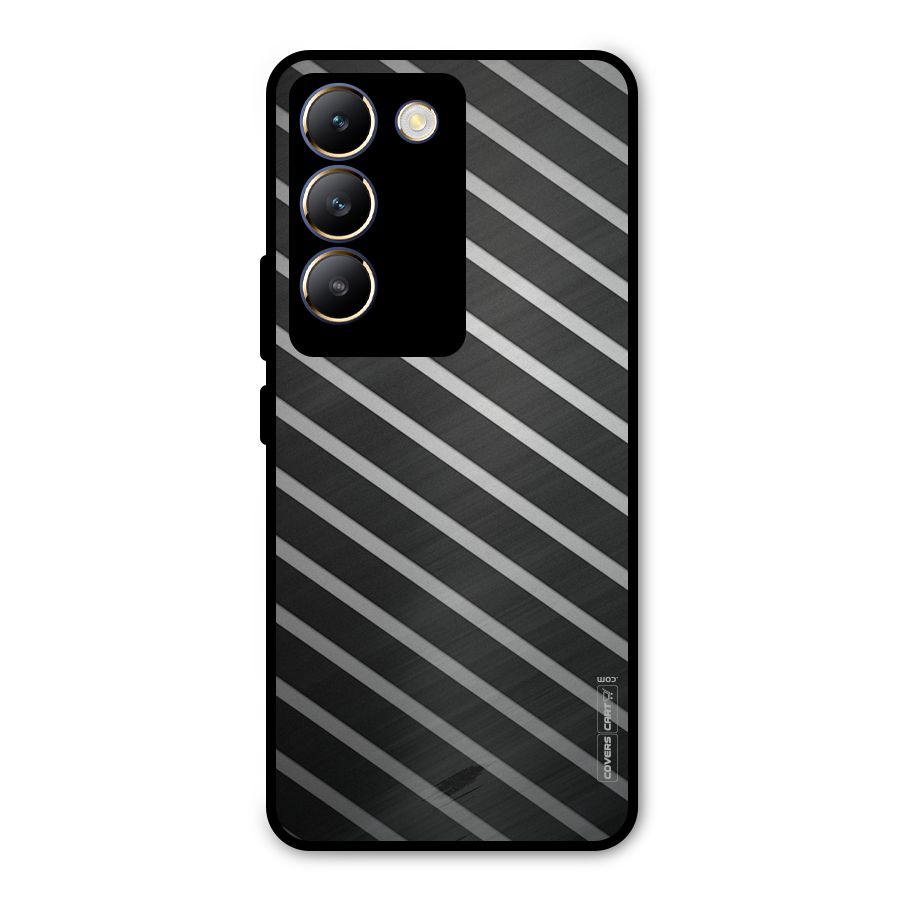 Grey And Black Stripes Metal Back Case for Vivo T3 5G