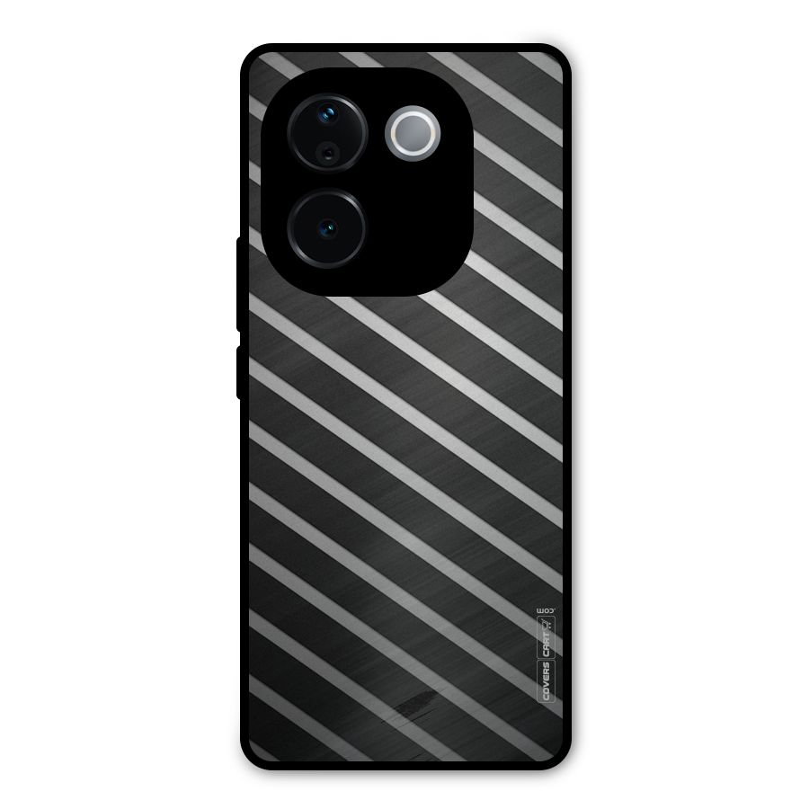 Grey And Black Stripes Metal Back Case for Vivo T3 Pro