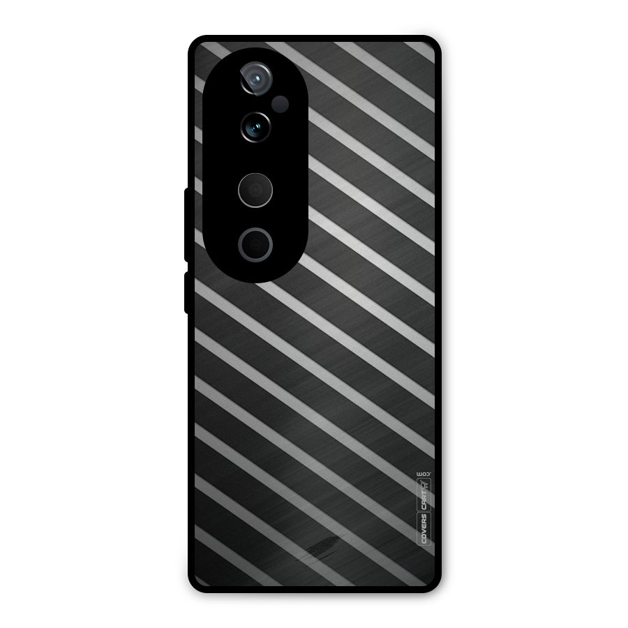 Grey And Black Stripes Metal Back Case for Vivo T3 Ultra