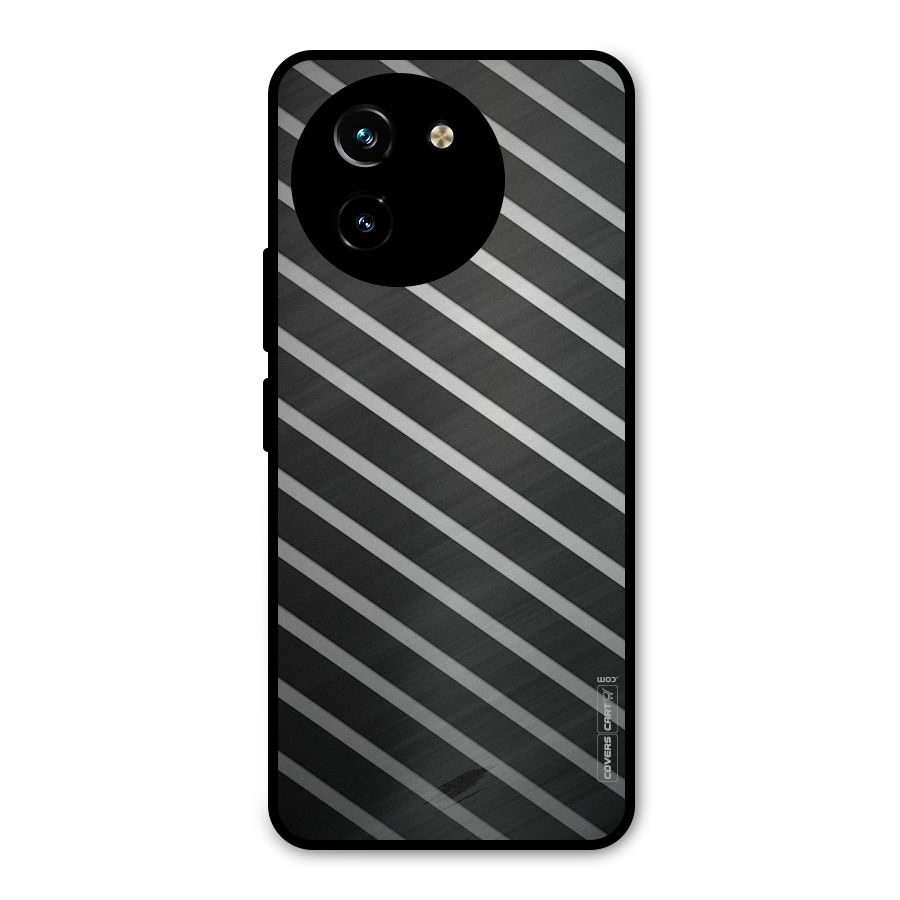 Grey And Black Stripes Metal Back Case for Vivo T3x