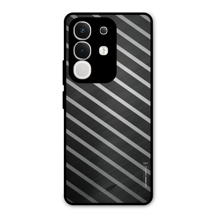Grey And Black Stripes Metal Back Case for Vivo T4x