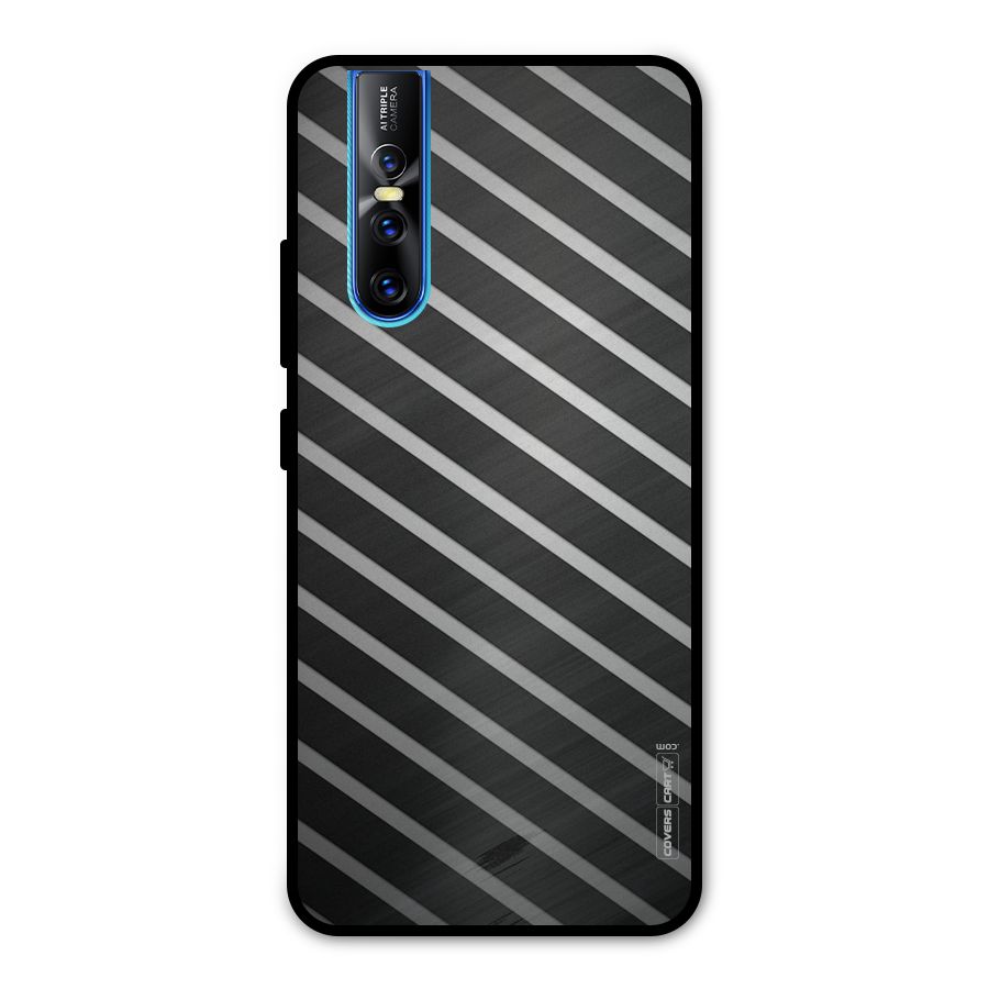Grey And Black Stripes Metal Back Case for Vivo V15 Pro
