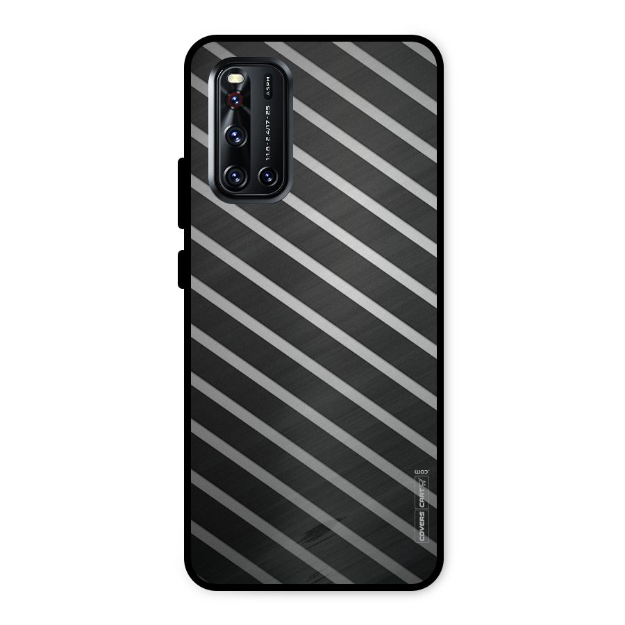 Grey And Black Stripes Metal Back Case for Vivo V19