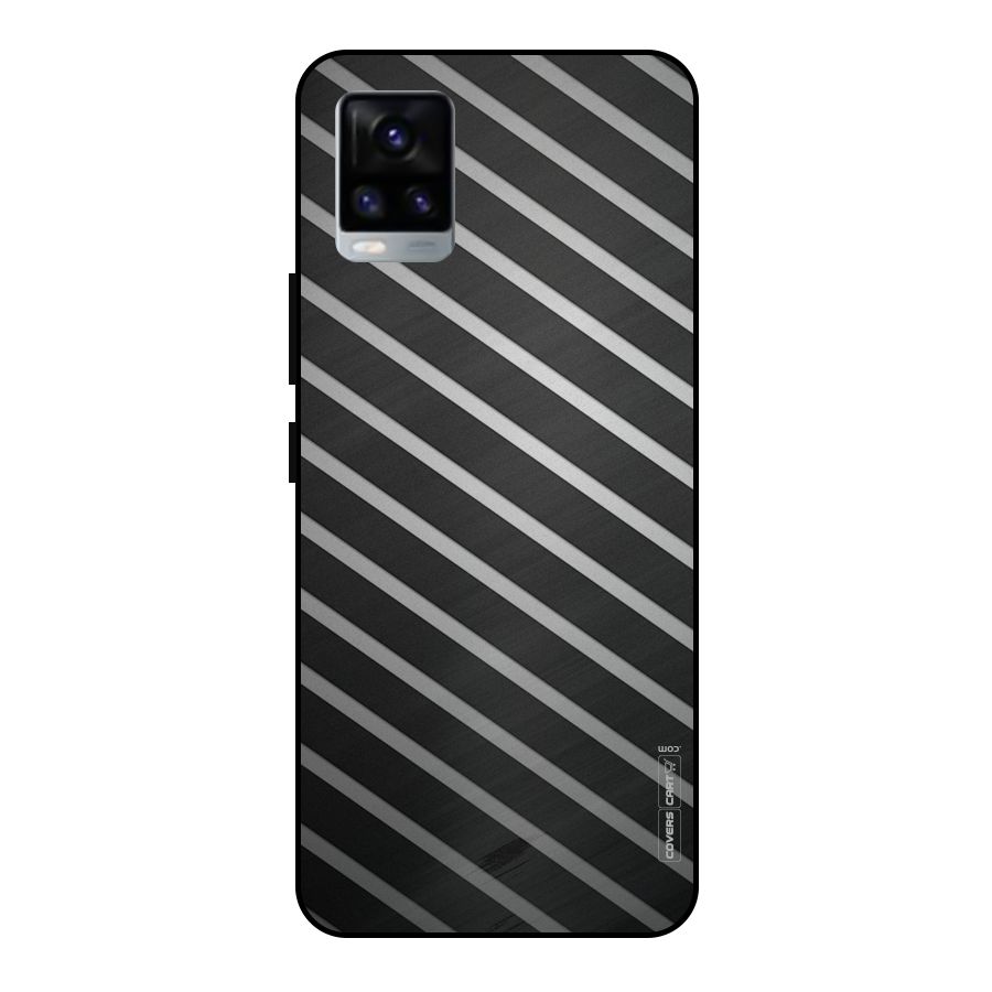 Grey And Black Stripes Metal Back Case for Vivo V20