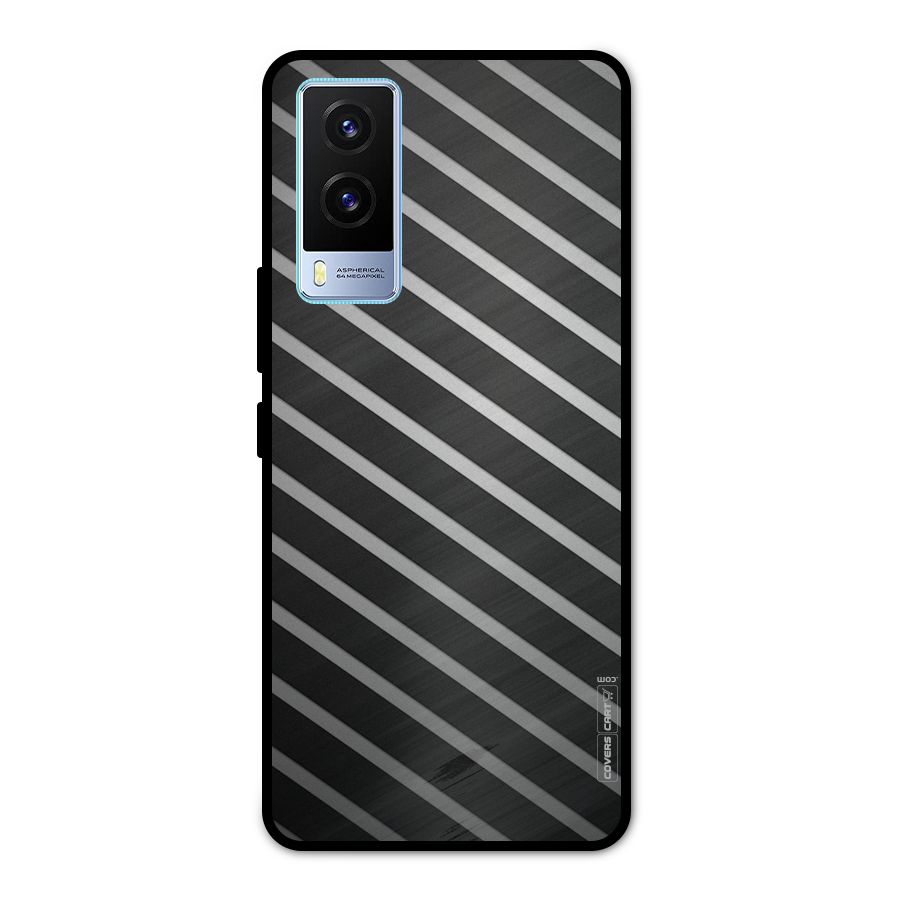 Grey And Black Stripes Metal Back Case for Vivo V21e 5G