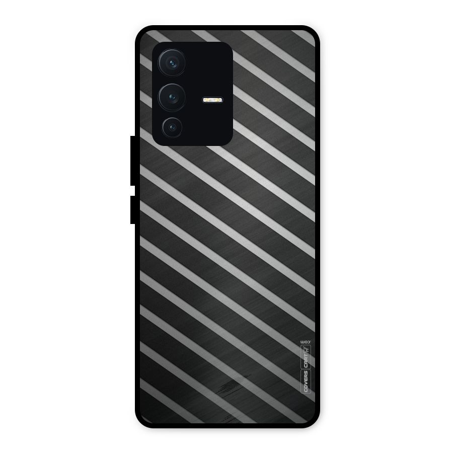 Grey And Black Stripes Metal Back Case for Vivo V23 5G