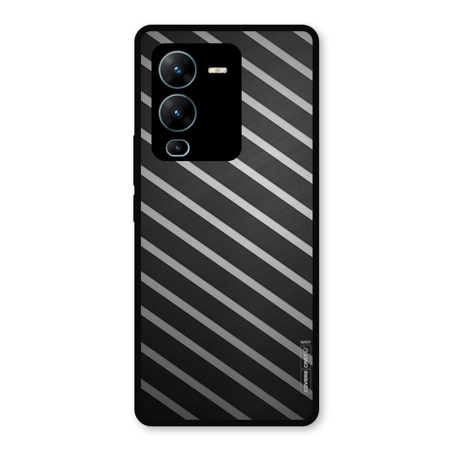 Grey And Black Stripes Metal Back Case for Vivo V25 Pro