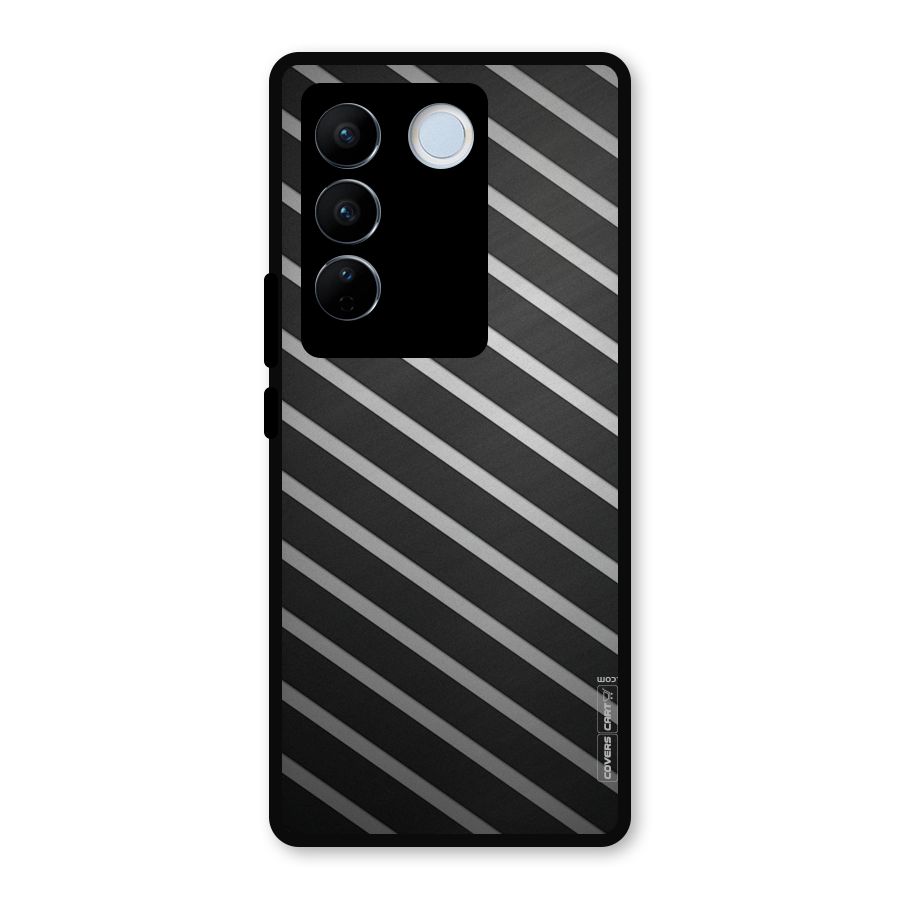 Grey And Black Stripes Metal Back Case for Vivo V27