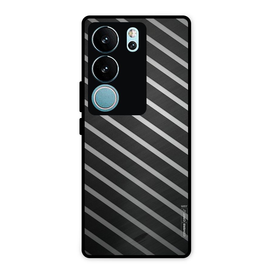 Grey And Black Stripes Metal Back Case for Vivo V29