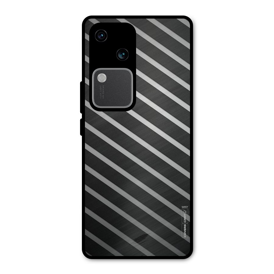 Grey And Black Stripes Metal Back Case for Vivo V30 Pro