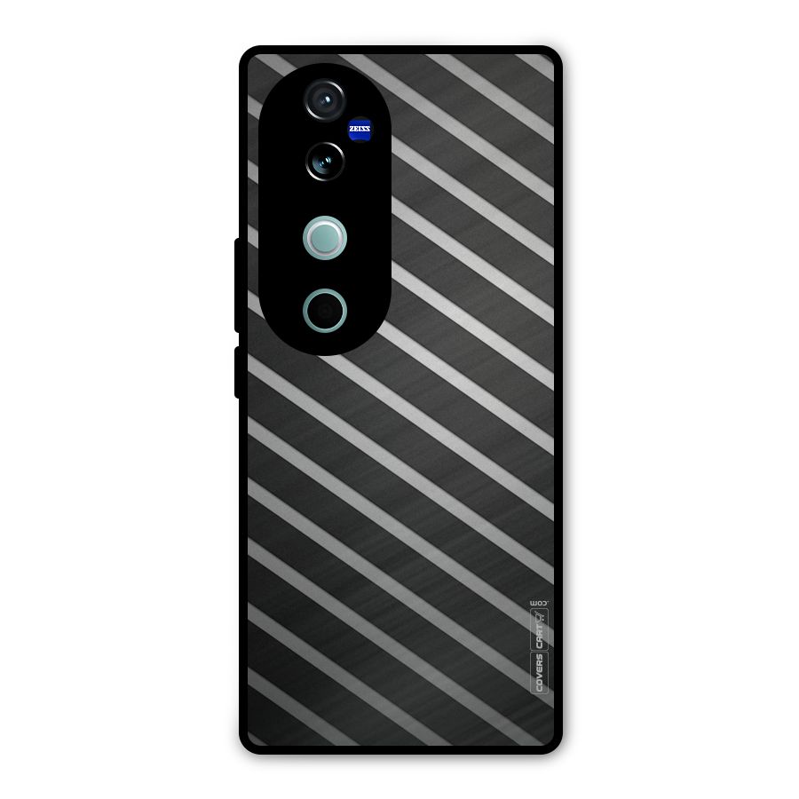 Grey And Black Stripes Metal Back Case for Vivo V40