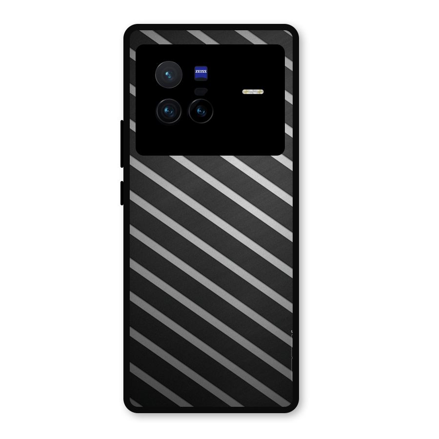 Grey And Black Stripes Metal Back Case for Vivo X80