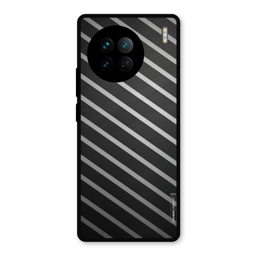 Grey And Black Stripes Metal Back Case for Vivo X90