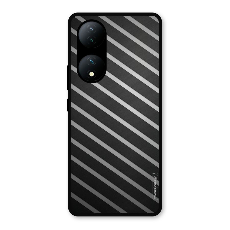 Grey And Black Stripes Metal Back Case for Vivo Y100