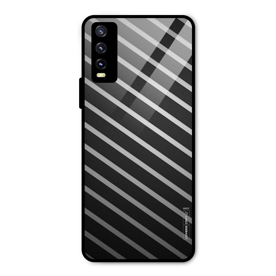 Grey And Black Stripes Metal Back Case for Vivo Y20