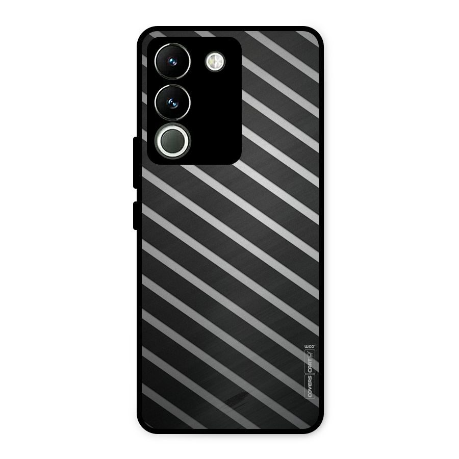 Grey And Black Stripes Metal Back Case for Vivo Y200