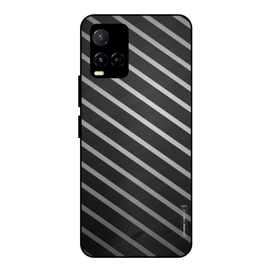 Grey And Black Stripes Metal Back Case for Vivo Y21T
