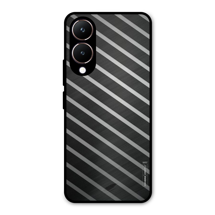 Grey And Black Stripes Metal Back Case for Vivo Y28