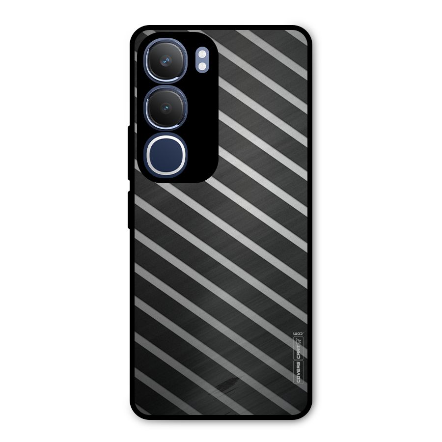 Grey And Black Stripes Metal Back Case for Vivo Y29