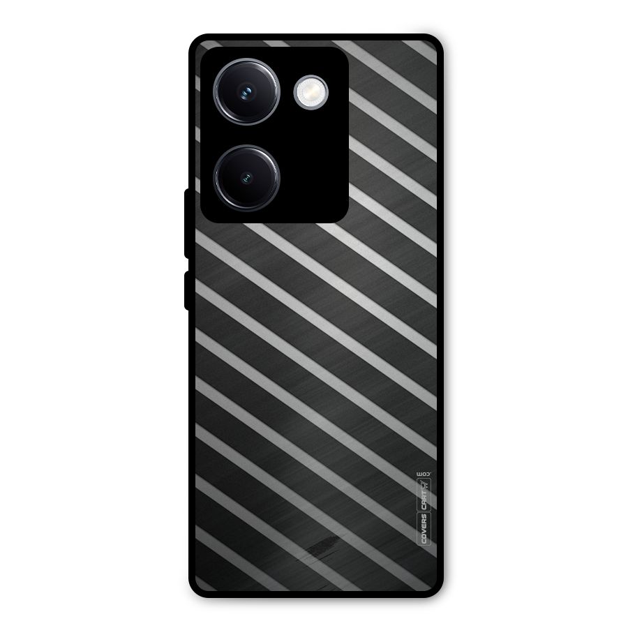 Grey And Black Stripes Metal Back Case for Vivo Y300 Plus