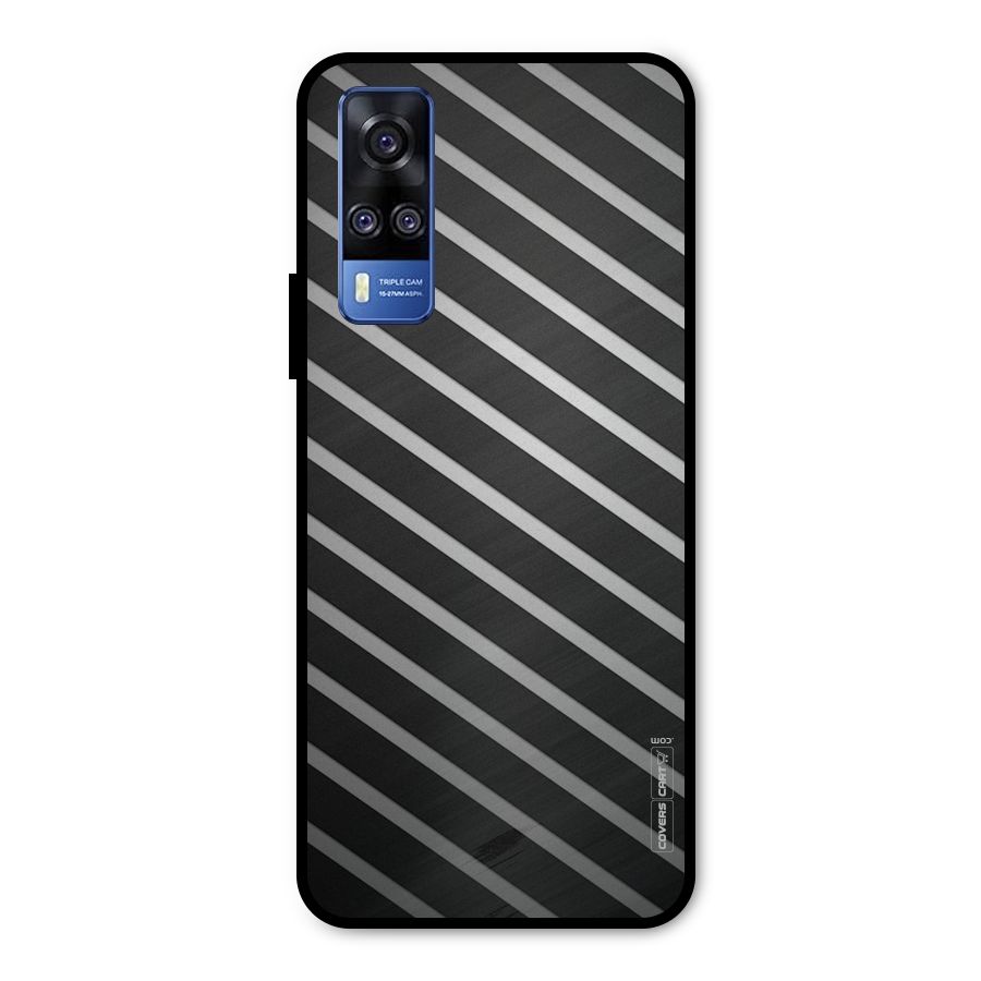 Grey And Black Stripes Metal Back Case for Vivo Y31