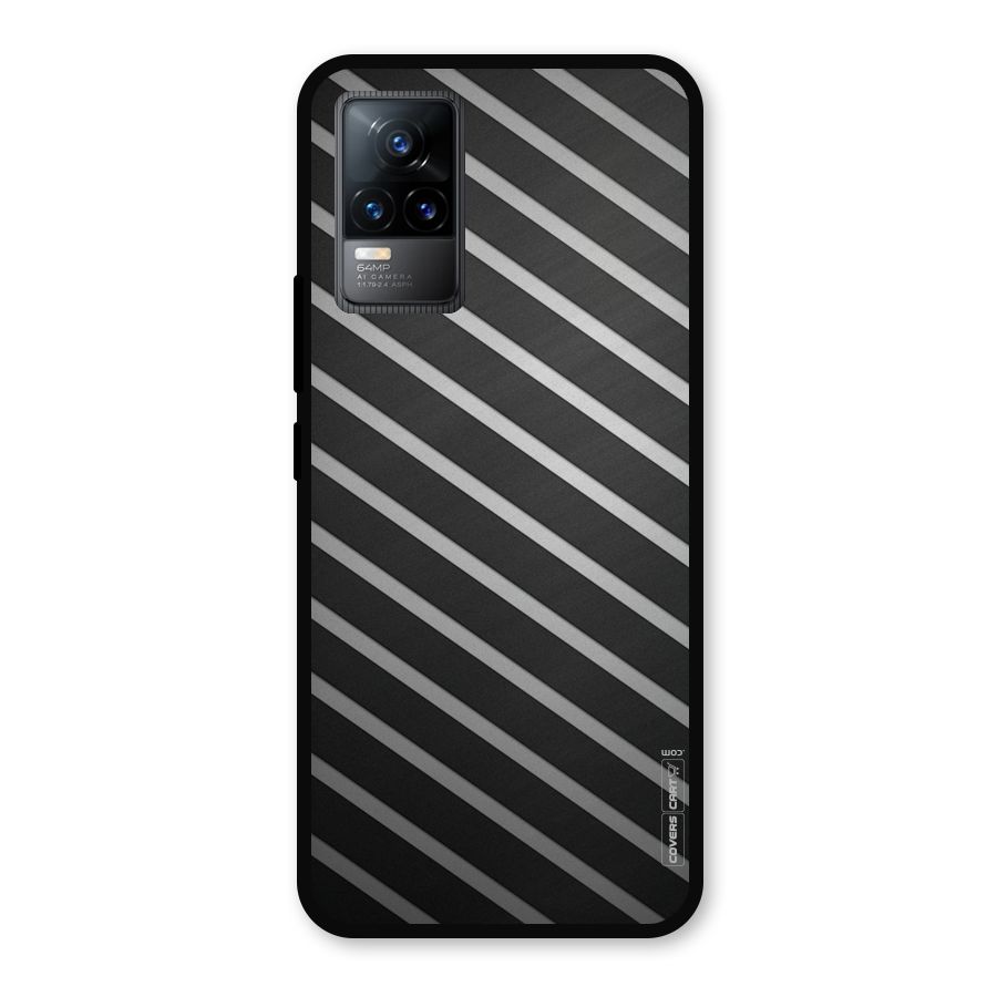 Grey And Black Stripes Metal Back Case for Vivo Y73
