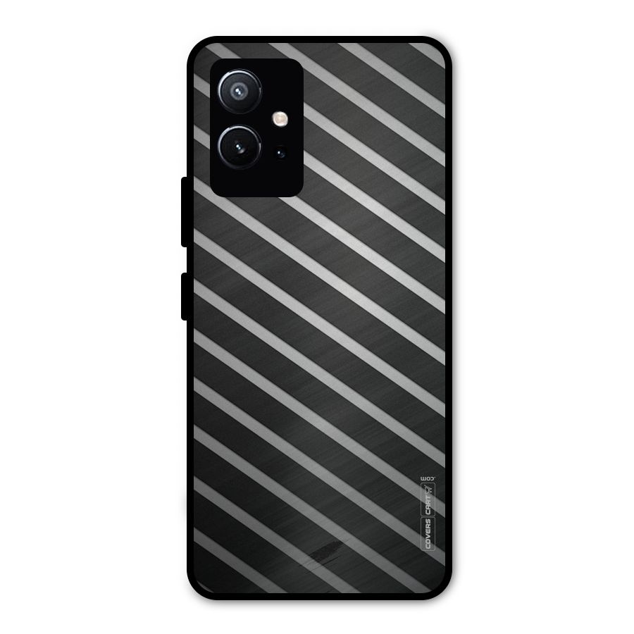 Grey And Black Stripes Metal Back Case for Vivo Y75 5G