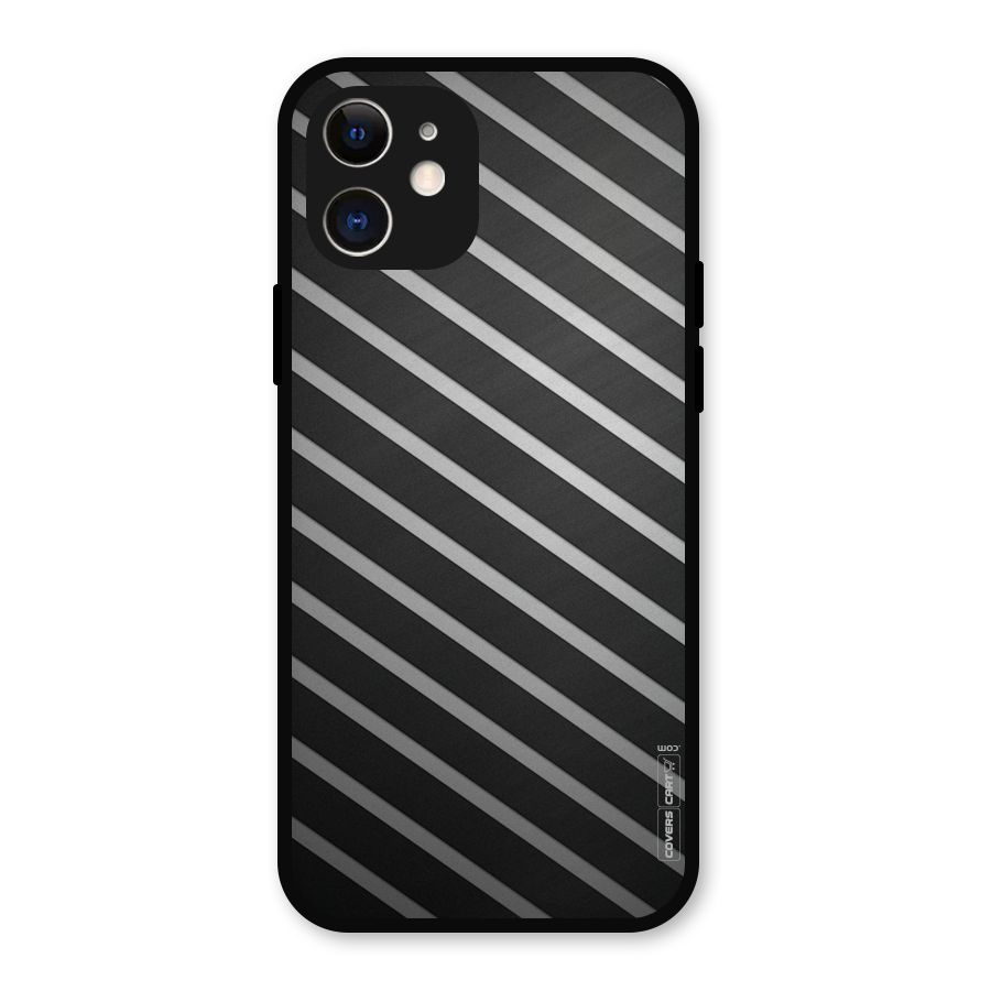 Grey And Black Stripes Metal Back Case for iPhone 12