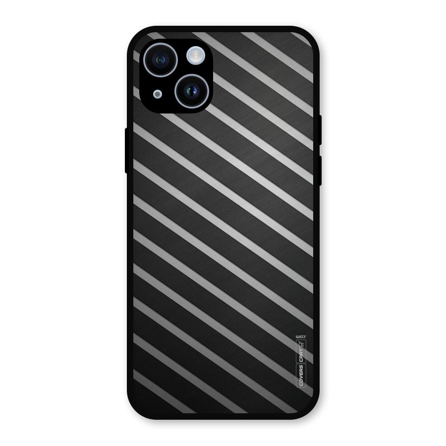 Grey And Black Stripes Metal Back Case for iPhone 14