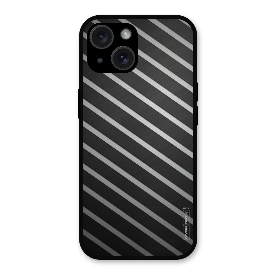 Grey And Black Stripes Metal Back Case for iPhone 15
