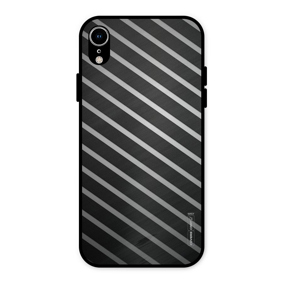 Grey And Black Stripes Metal Back Case for iPhone XR