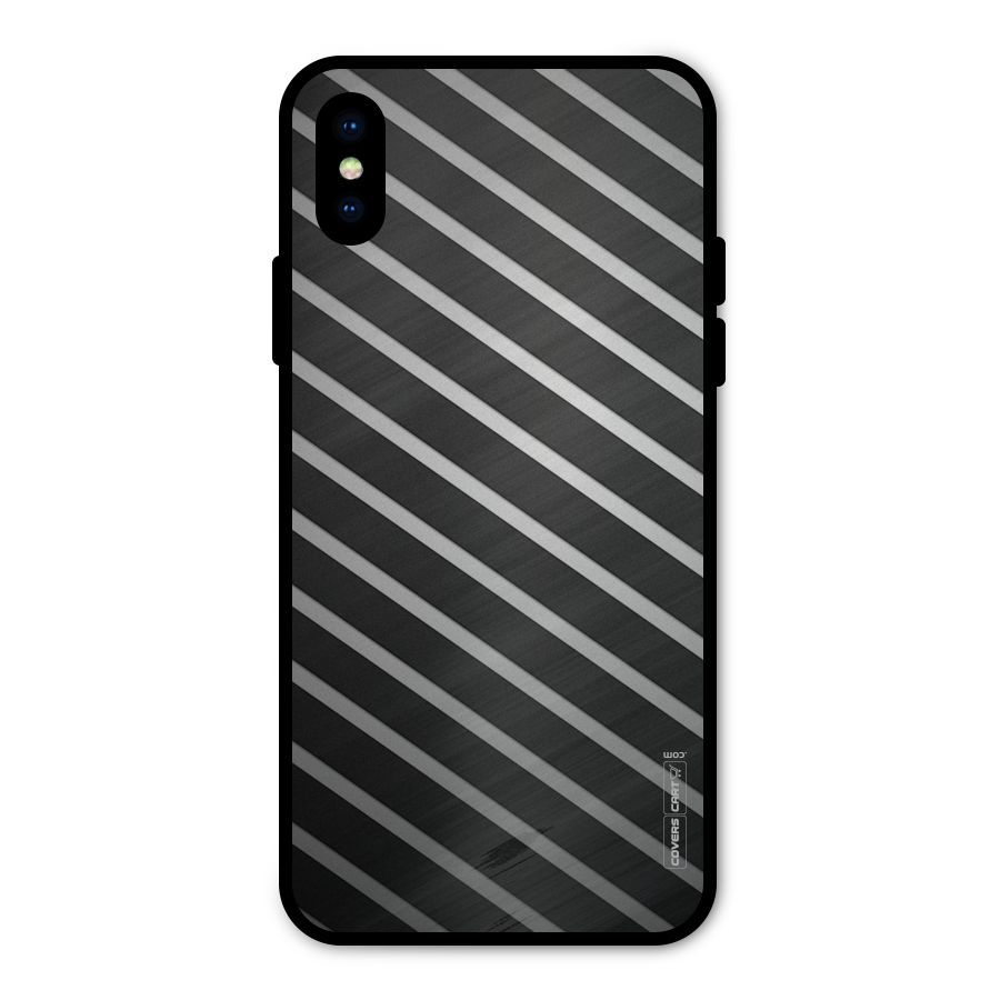Grey And Black Stripes Metal Back Case for iPhone XS