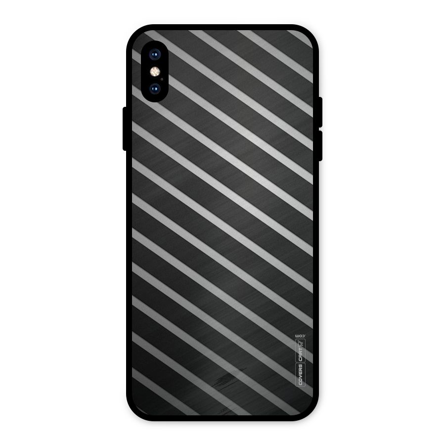 Grey And Black Stripes Metal Back Case for iPhone XS Max