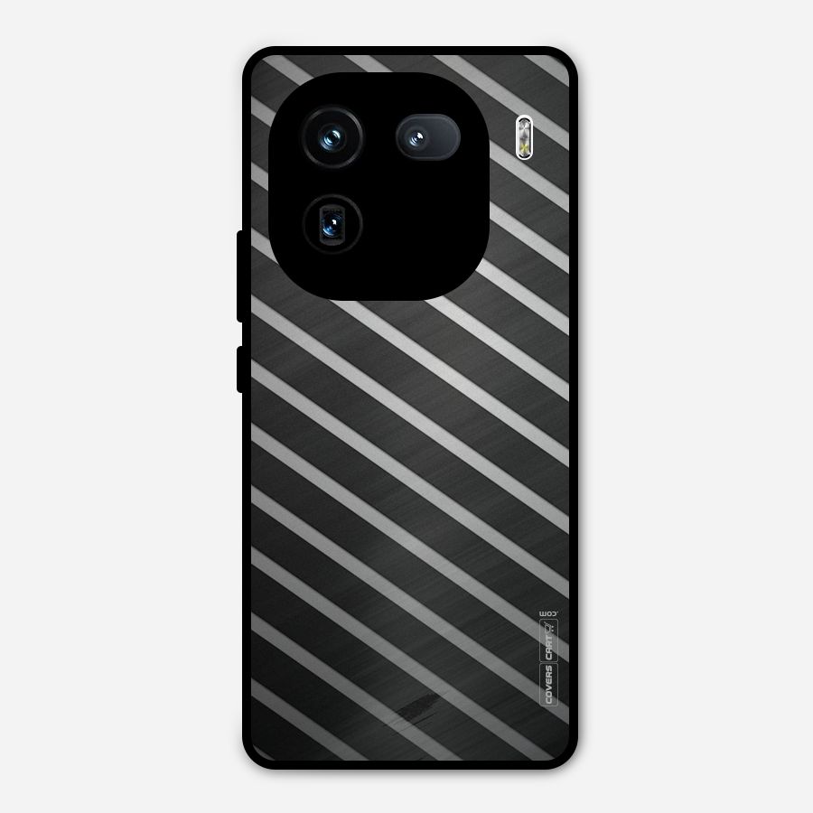 Grey And Black Stripes Metal Back Case for iQOO 12