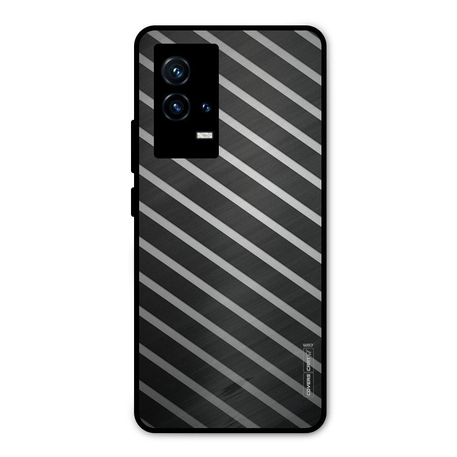 Grey And Black Stripes Metal Back Case for iQOO 9 5G