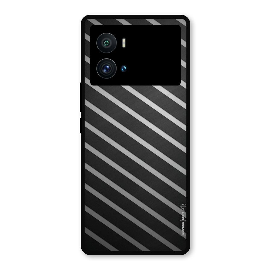 Grey And Black Stripes Metal Back Case for iQOO 9 Pro